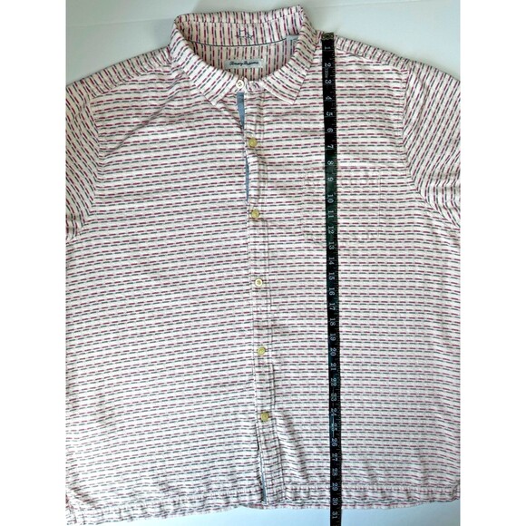 Tommy Bahama XXL Silk Shirt Pink Gray Striped Short Sleeve Button Front Resort - Picture 12 of 14